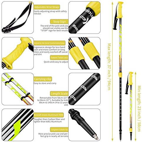 Yellow collapsible kids trekking poles — photo 3