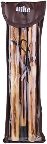 Wooden walking stick with compass pouch