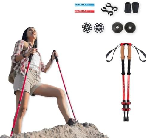 Pro cork grip travel trekking poles pair