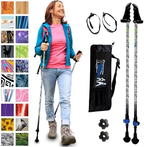Adjustable rehab walking poles with stability grips