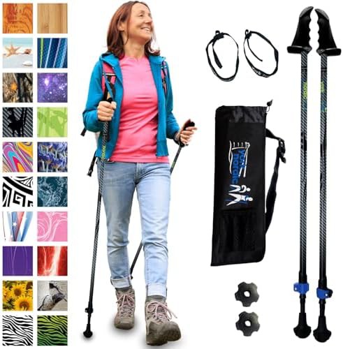 Aluminum rehab walking poles with stability grips