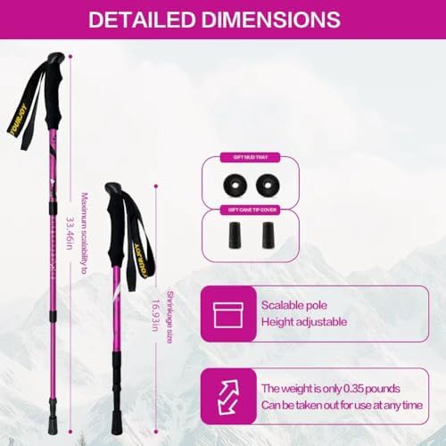 Rose red collapsible hiking poles for kids — photo 5