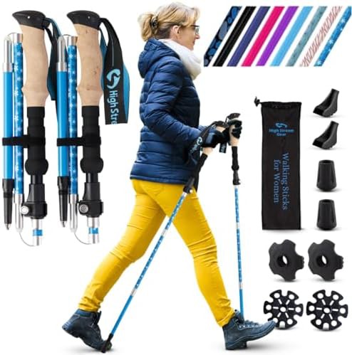 Blue Bloom Foldable Nordic Walking Sticks