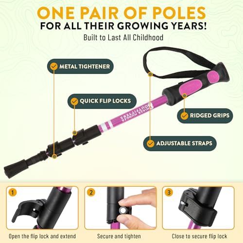 Pink aluminum hiking poles for kids — photo 4