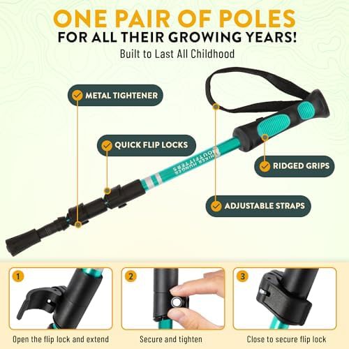 Teal aluminum walking stick for kids — photo 4