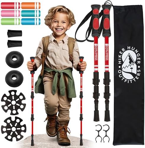 Red aluminum walking stick for kids
