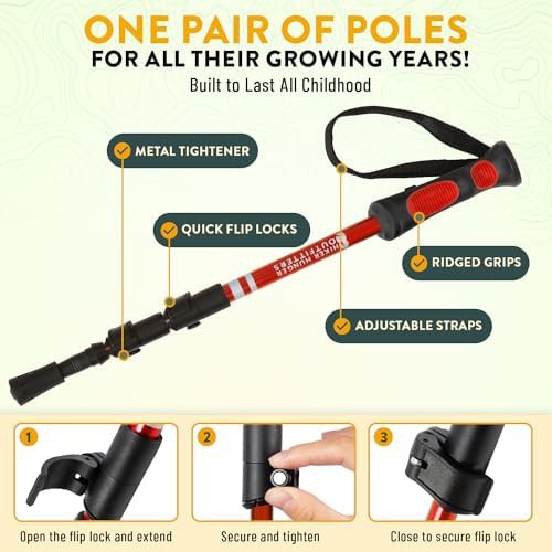 Red aluminum walking stick for kids — photo 4