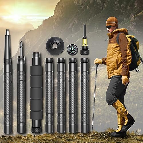 Tactical multitool hiking stick with compass