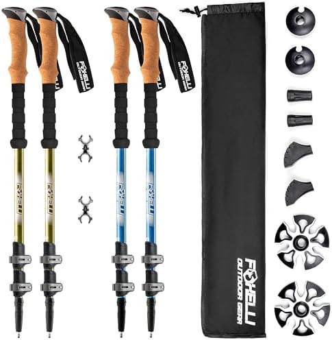 Khaki and Blue Aluminum Hiking Pole Set