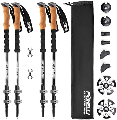 Grey and Black Aluminum Collapsible Hiking Poles
