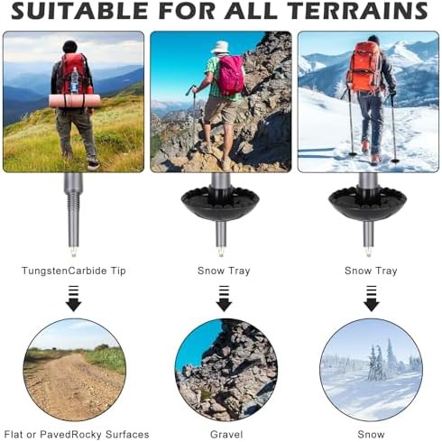 Aluminum multitool hiking staff black tubes — photo 3