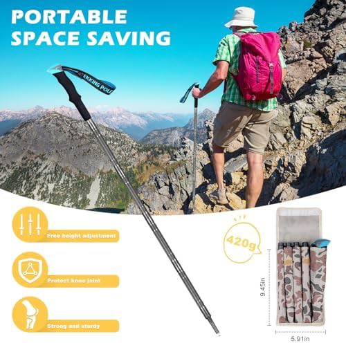 Aluminum multitool hiking staff black tubes — photo 4