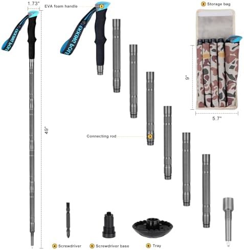 Aluminum multitool hiking staff black tubes — photo 5