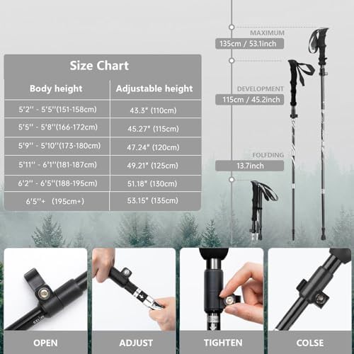 Aluminum collapsible trekking pole lightweight stick — photo 4