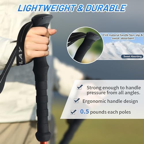 Green aluminium collapsible trekking poles pair — photo 3