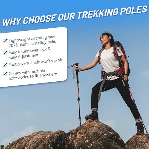 Grey aluminium collapsible trekking poles pair — photo 3