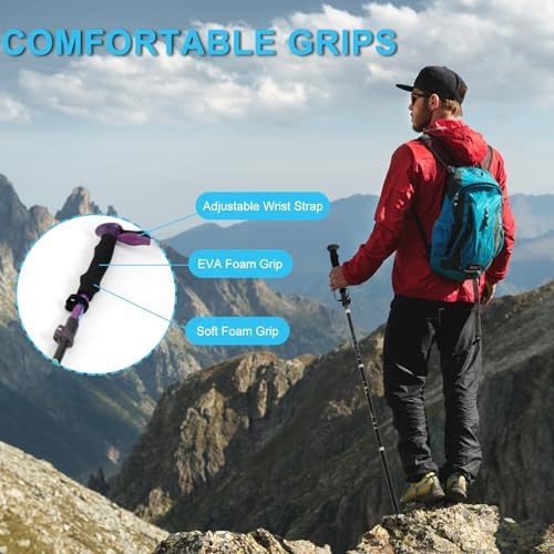 Purple Lightweight Collapsible Hiking Poles — photo 5