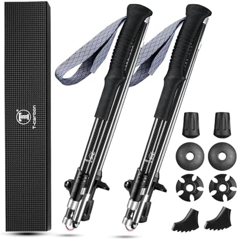 Black carbon fiber trekking poles pair