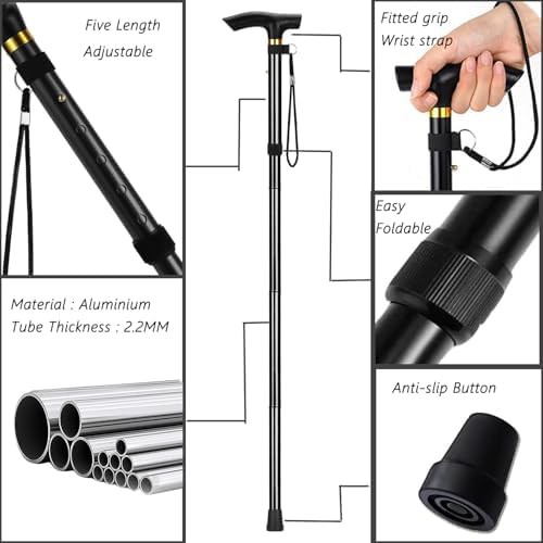 Silver Aluminum Folding Walking Stick for Seniors — photo 4
