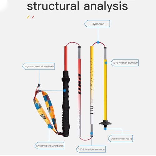 Yellow red 110cm folding walking pole — photo 5
