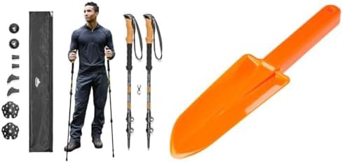 Orange Aluminum Hiking Sticks with Trowel