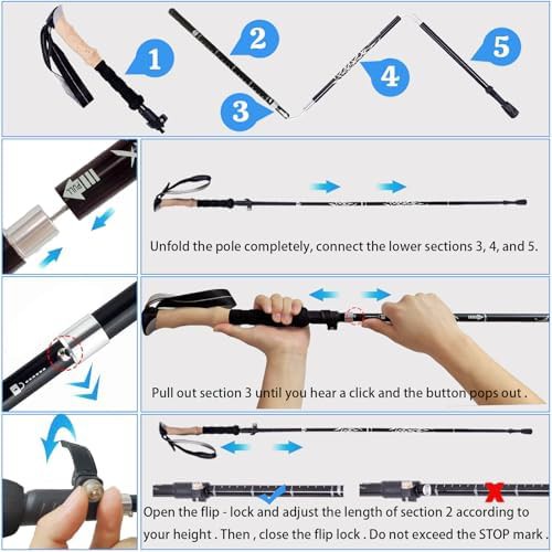 Red cork grip trekking poles 47 inch — photo 4