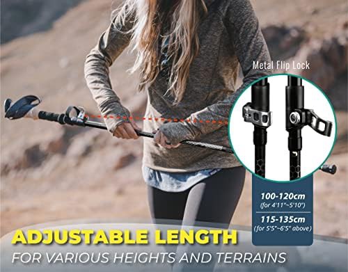 Black aluminum collapsible trekking poles with tips — photo 3
