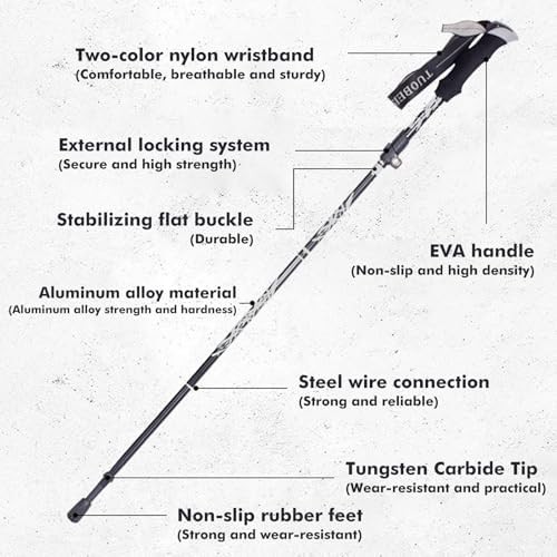 Black collapsible single hiking pole with quick lock — photo 5