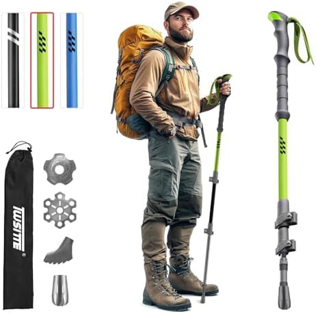 Green single travel trekking pole