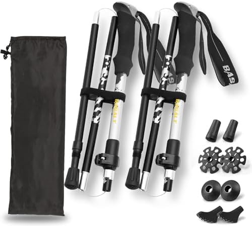 Black folding aluminum trekking poles 120cm