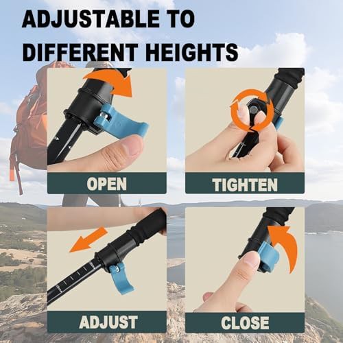 Black folding aluminum trekking poles 120cm — photo 4