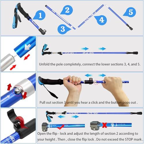 Black folding aluminum trekking poles 120cm — photo 5