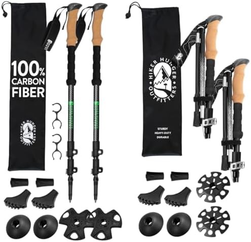 Black carbon fiber foldable trekking poles