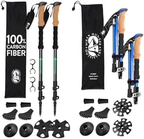 Blue set carbon fiber trekking poles