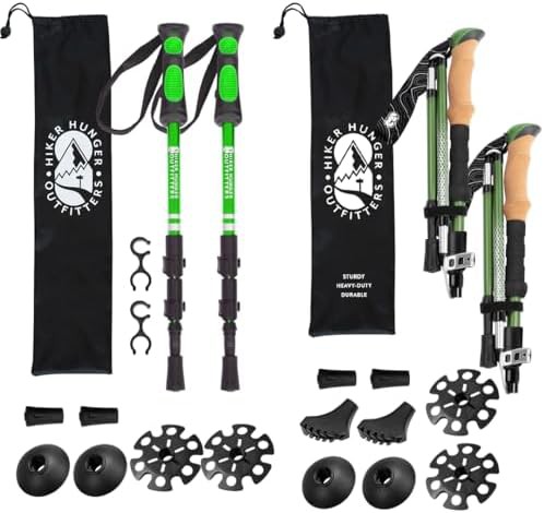 Green aluminum kids poles with cork grips