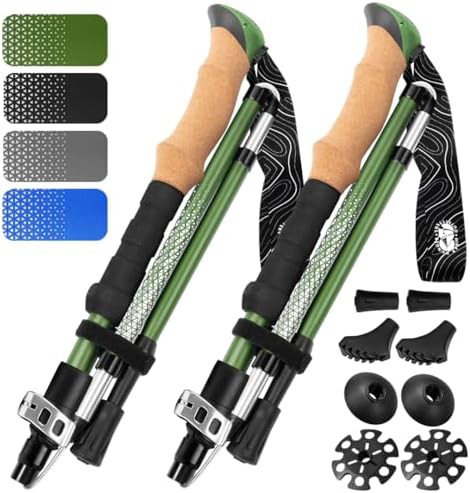Green aluminum kids poles with cork grips — photo 3