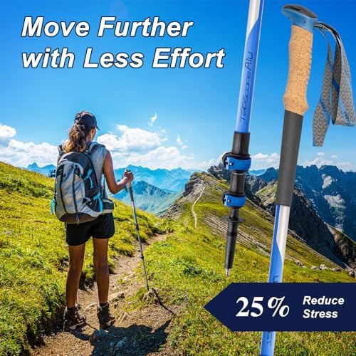Blue telescopic ultralight walking sticks for men — photo 4