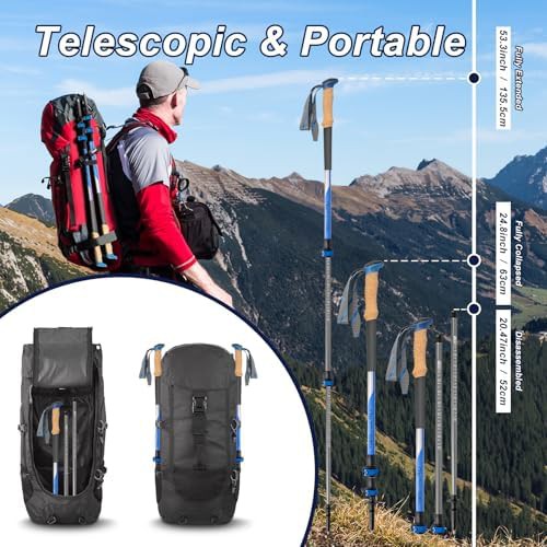 Blue telescopic ultralight walking sticks for men — photo 5