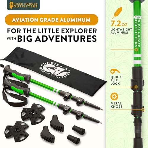 Green carbon and aluminum walking sticks for kids — photo 3