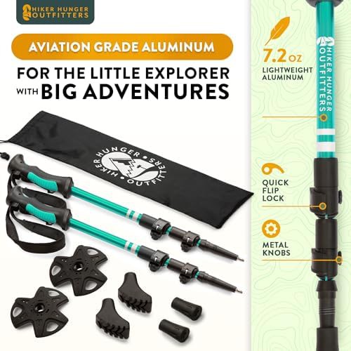 Teal carbon and aluminum walking sticks for kids — photo 3