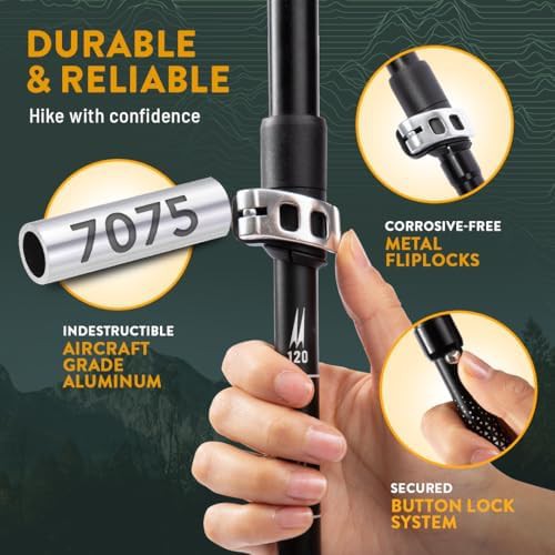 Green aluminum foldable trekking poles for kids — photo 5
