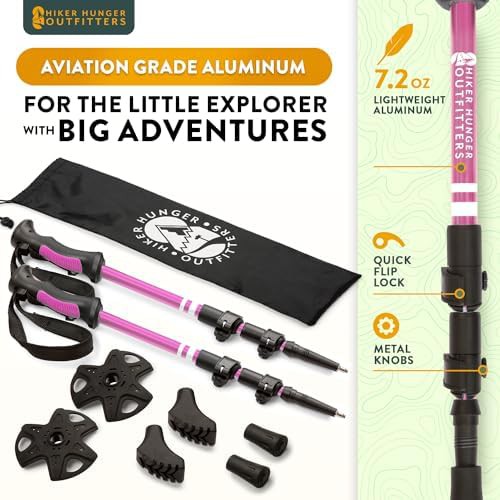 Pink aluminum kids poles with cork grips — photo 3