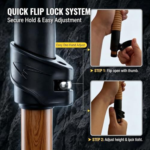 Brown wooden collapsible single walking stick — photo 3