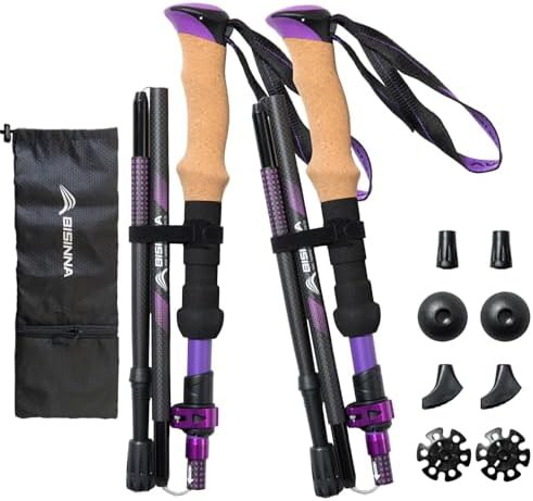 Carbon fiber trekking poles collapsible pair