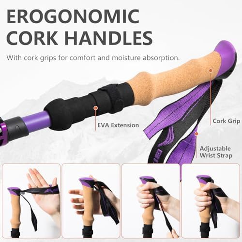 Carbon fiber trekking poles collapsible pair — photo 3