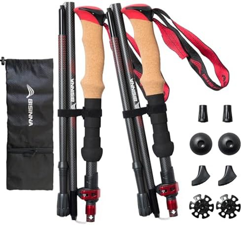Carbon fiber hiking poles collapsible two pack