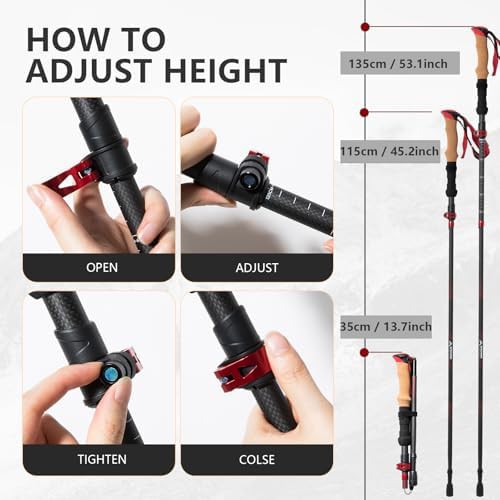 Carbon fiber hiking poles collapsible two pack — photo 3