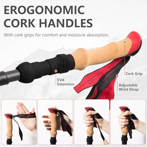 Carbon fiber hiking poles collapsible two pack — photo 4