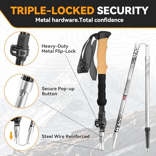 Cork grip collapsible hiking poles lightweight — photo 3