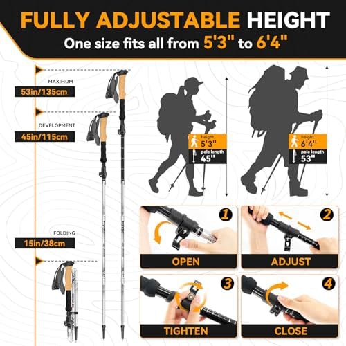 Cork grip collapsible hiking poles lightweight — photo 5
